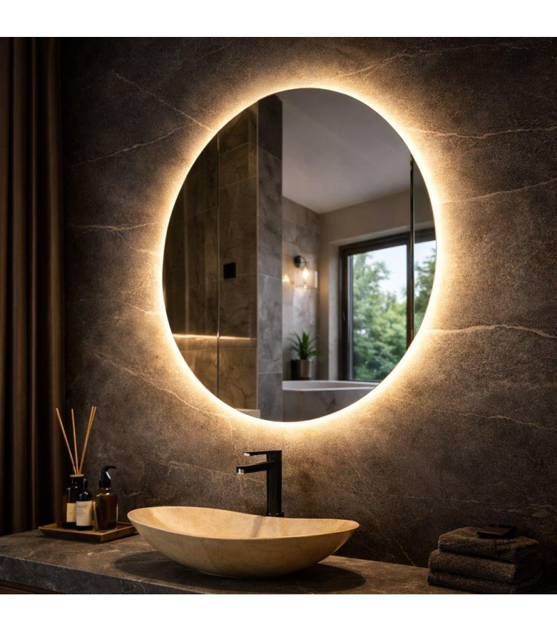 LUSTRO OKRĄGŁE LED 70cm SZLIFOWANE LUSTRO ŁAZIENKOWE