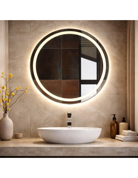 LUSTRO ŁAZIENKOWE LED COB 50cm OKRĄGŁE PODŚWIETLANE LEDOWE