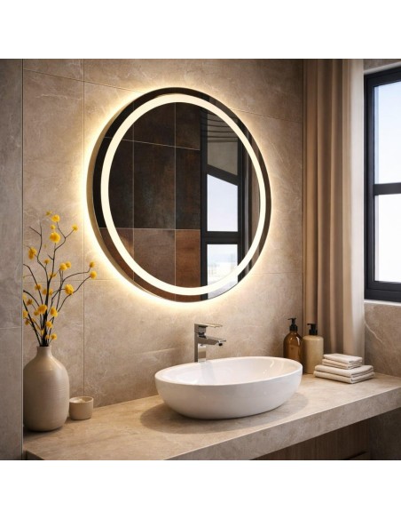 LUSTRO ŁAZIENKOWE LED COB 100cm OKRĄGŁE PODŚWIETLANE LEDOWE