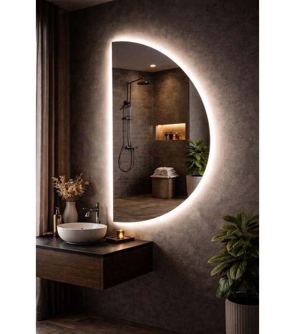 LUSTRO PÓŁOKRĄGŁE KSIĘŻYC LED 120x60 cm 2