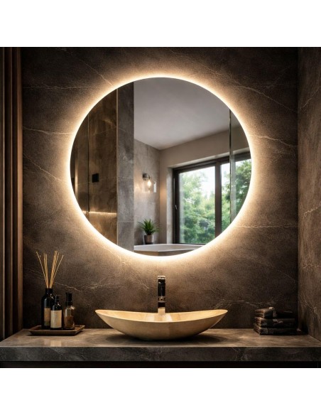 LUSTRO OKRĄGŁE LED 140cm DUŻE LUSTRO OKRĄGŁE LEDOWE