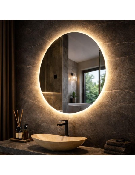 LUSTRO OKRĄGŁE LED 180cm DUŻE LUSTRO OKRĄGŁE LEDOWE