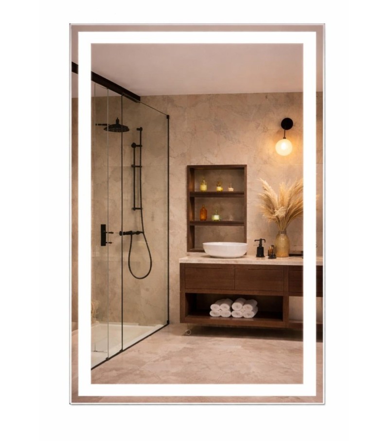 LUSTRO PROSTOKĄTNE LED 140x80