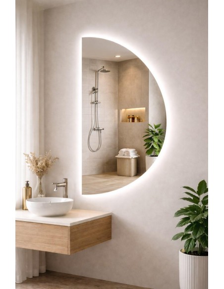 LUSTRO PÓŁOKRĄGŁE KSIĘŻYC LED 180x90 cm