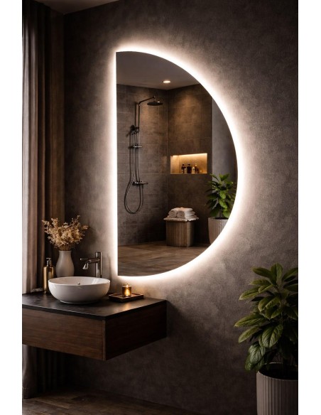 LUSTRO PÓŁOKRĄGŁE KSIĘŻYC LED 180x90 cm